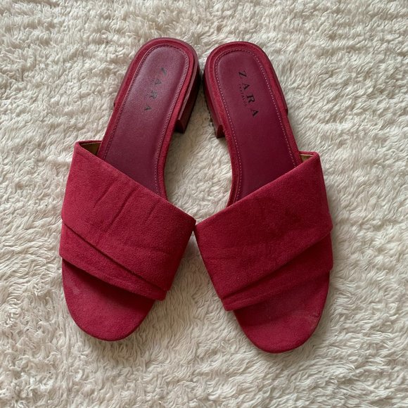 Zara suede slides sandals